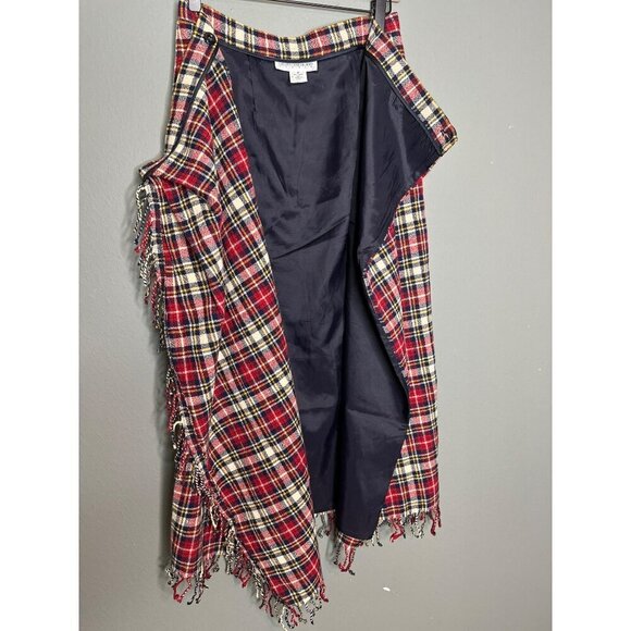 VTG Gruppo Americano Studio Women's 10 Wool Blend Plaid Fringe Long Wrap Skirt - Picture 13 of 13